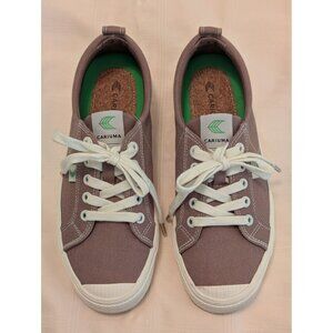 Cariuma Womens Sneakers Sz 7.5 Canvas Low-Top Lace-Up Casual Shoes Beige & White